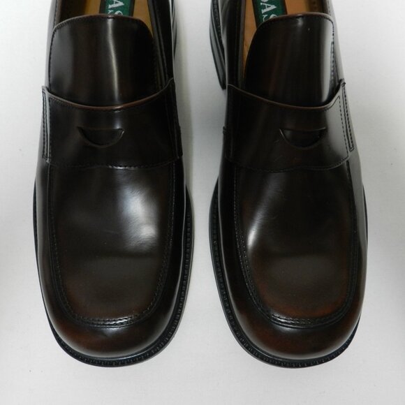 BASS Leather brown Penny Loafers shoes slides made in Italy NEW Size Sz 10.5 M - Picture 5 of 12